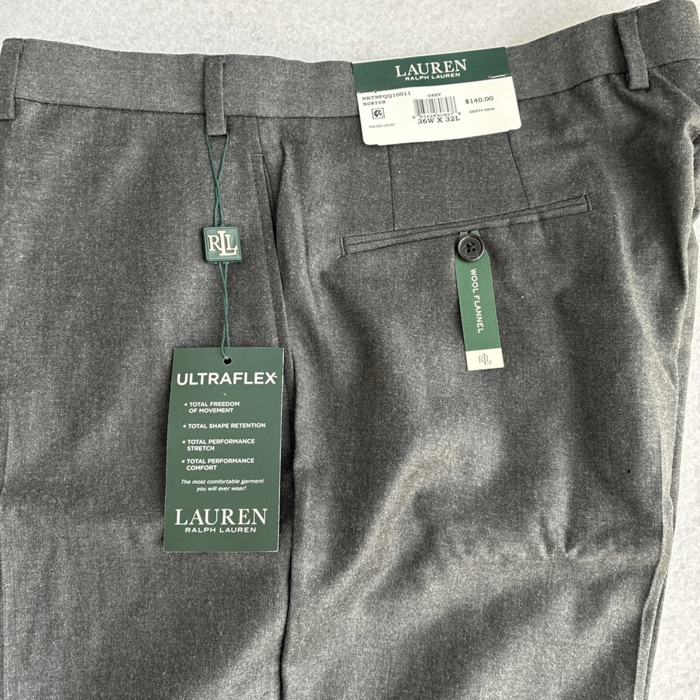 Lauren Ralph Lauren Classic Ultraflex Norton Dress Pants Mens 36x32 Grey Office